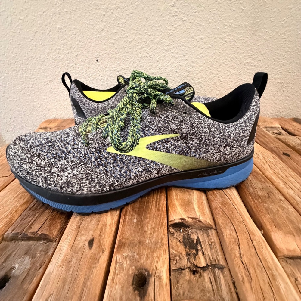 Brooks Revel 4 Running Shoes Size 10 Grey Black Blue Green 1103471D069 Mens